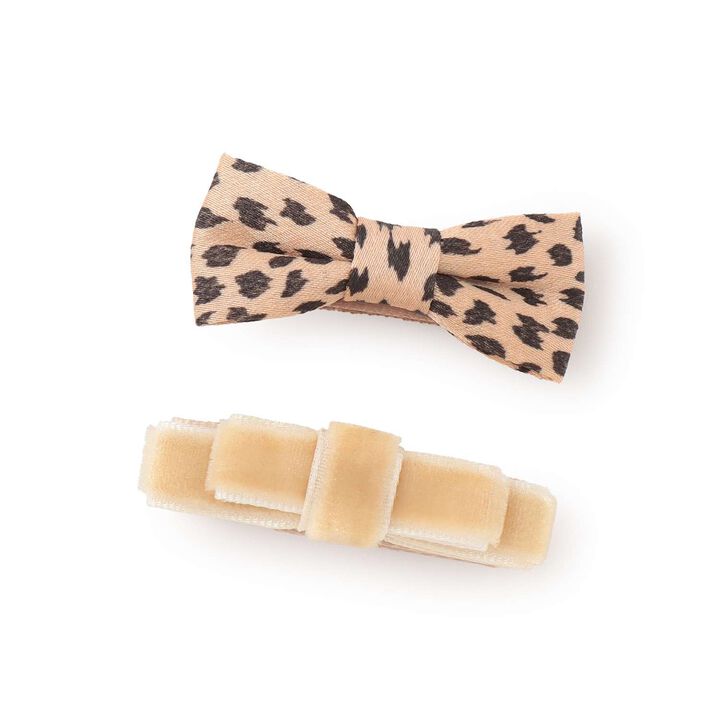 Ribbon Hair Clip 2P,Beige, medium image number 0