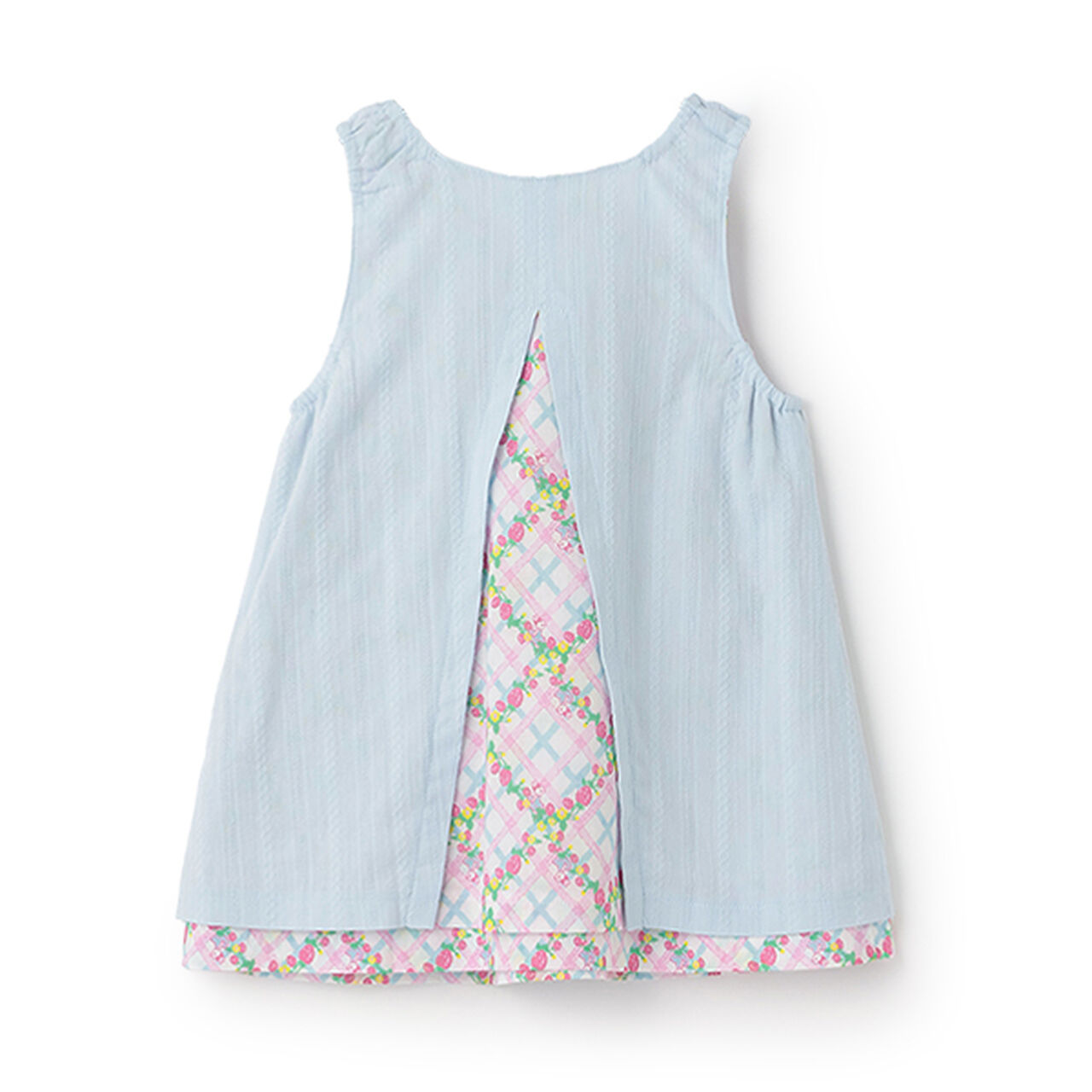 Strawberry Pattern Reversible Jumper Skirt,Sax blue, large image number 1