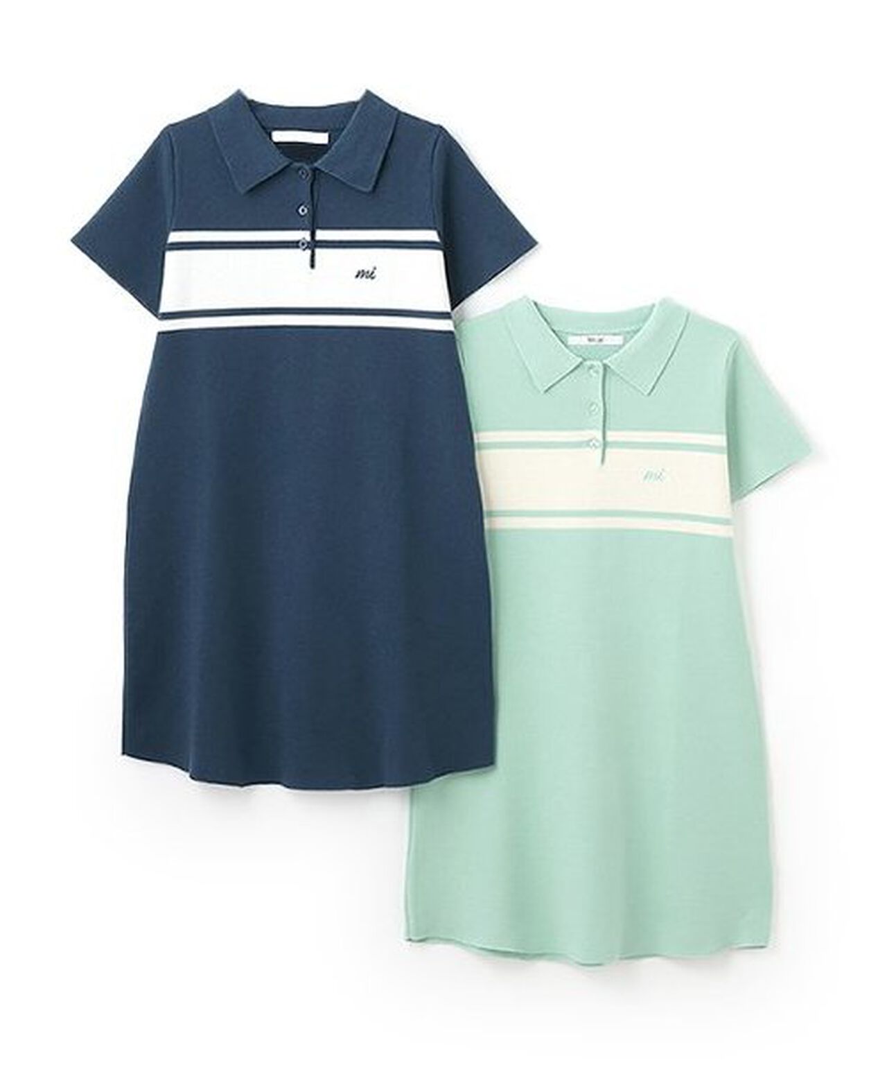 Knit Polo Dress,Navy, large image number 11