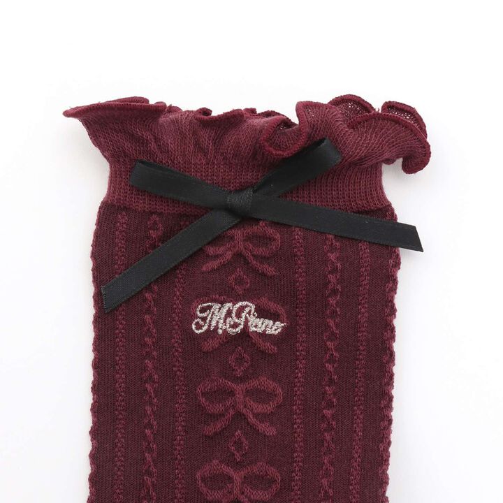 Frill Ribbon Socks,Black, medium image number 1