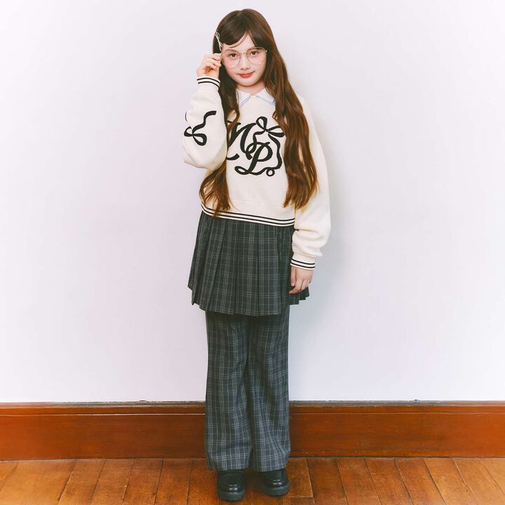 Pleated Skirt & Flared Pants Set,Gray, medium image number 19