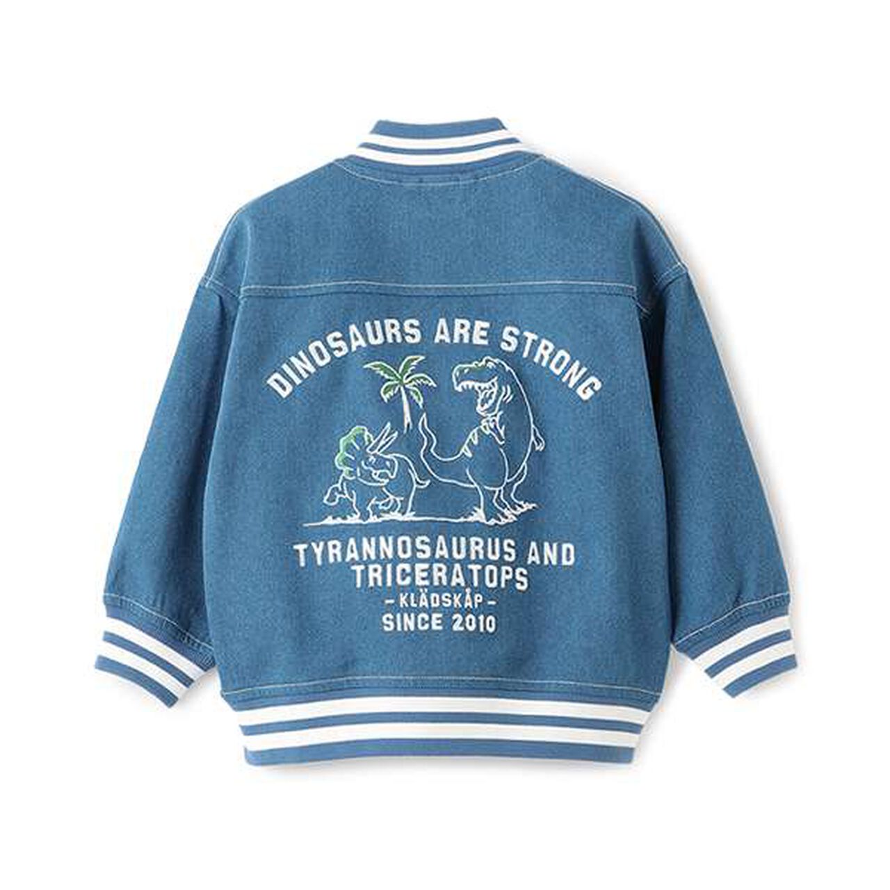 Dinosaur Denim Varsity Jacket,Navy, large image number 1