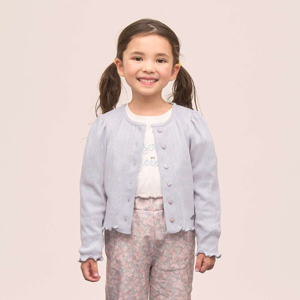 [UV Processing] Patterned Mesh Cardigan,Blue gray, large image number 0