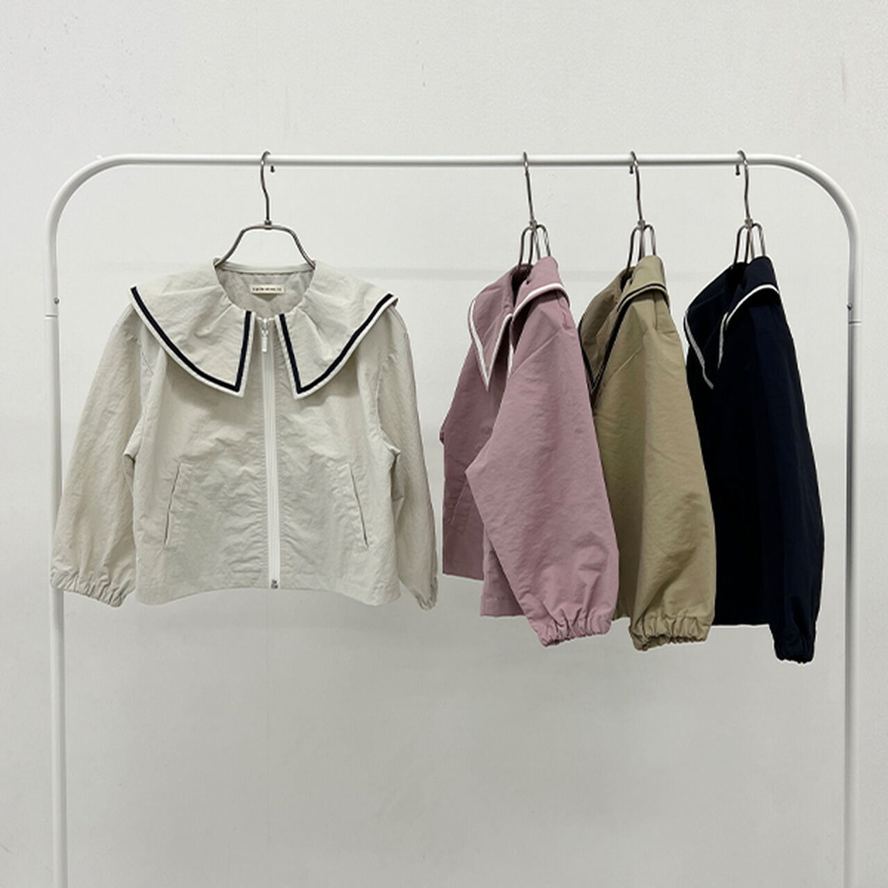 Frill Collar Windbreaker,Navy, large image number 14