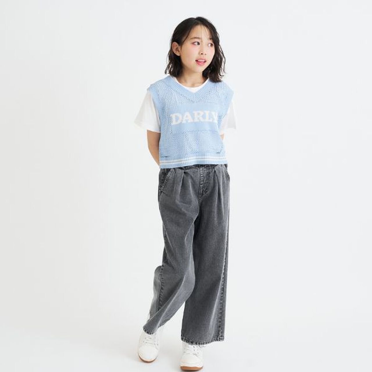 Washable Mesh Knit Vest + Short Sleeve T-Shirt,Sax blue, large image number 27