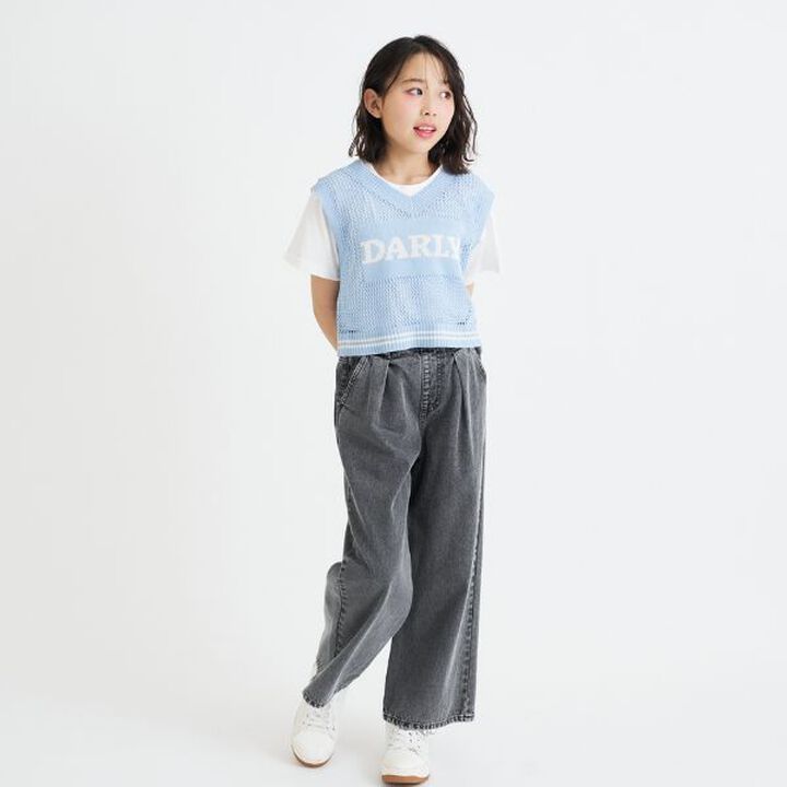 Washable Mesh Knit Vest + Short Sleeve T-Shirt,Sax blue, medium image number 27