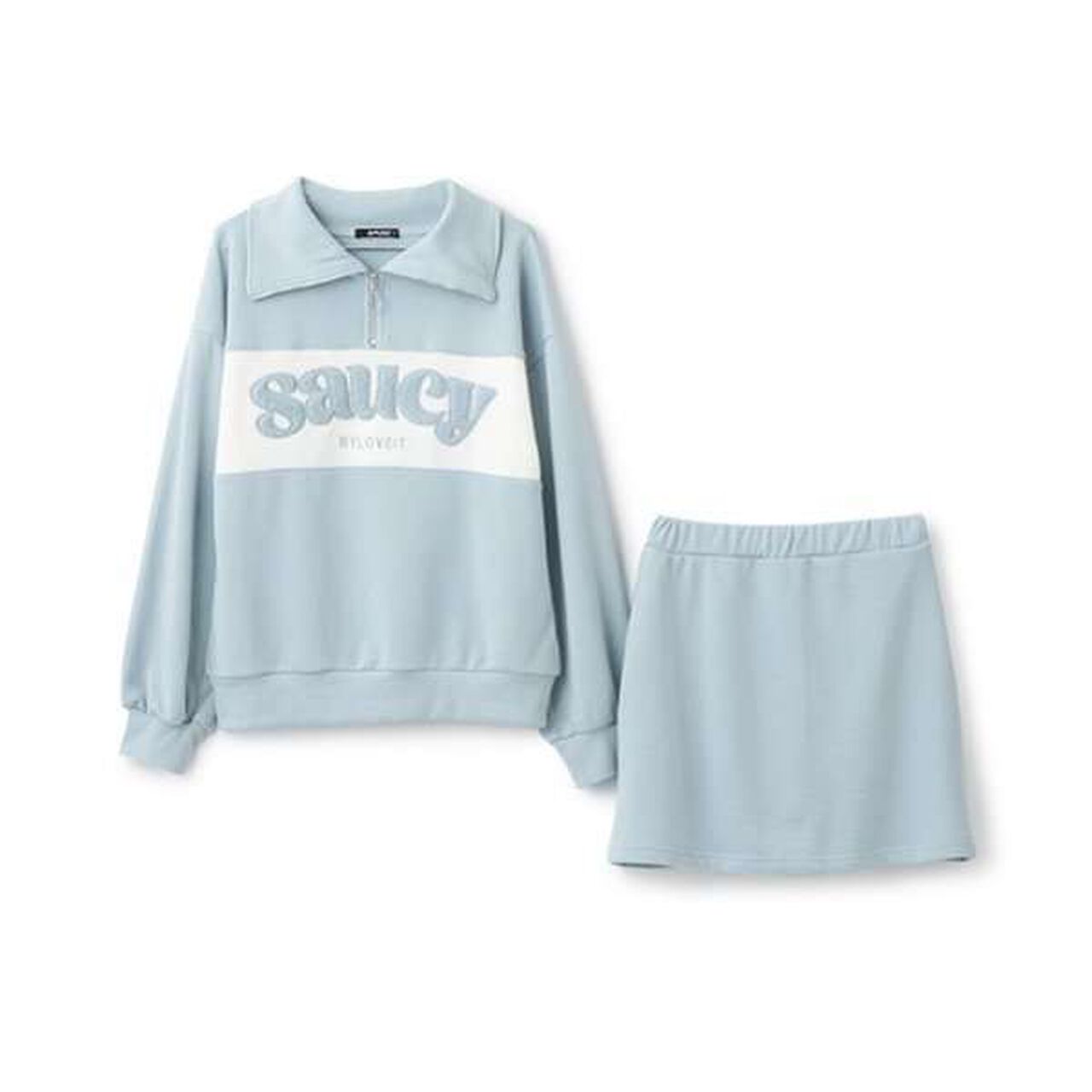 Color Block Half-Zip Pullover Skirt Set,Black, large image number 8