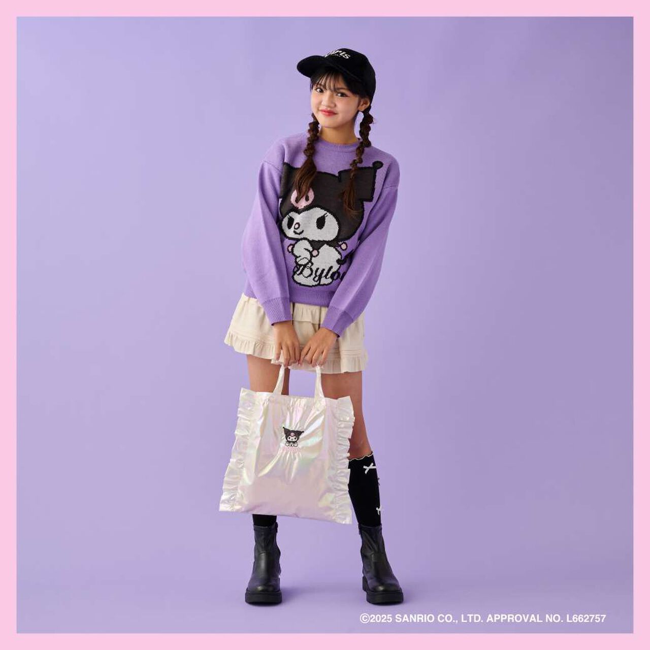 Kuromi Jacquard Knit Pullover,Lavender, large image number 4