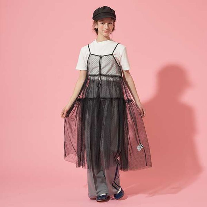 [AMI] Dot Tulle One-Piece Dress Inner Wear Set,Black, medium image number 5