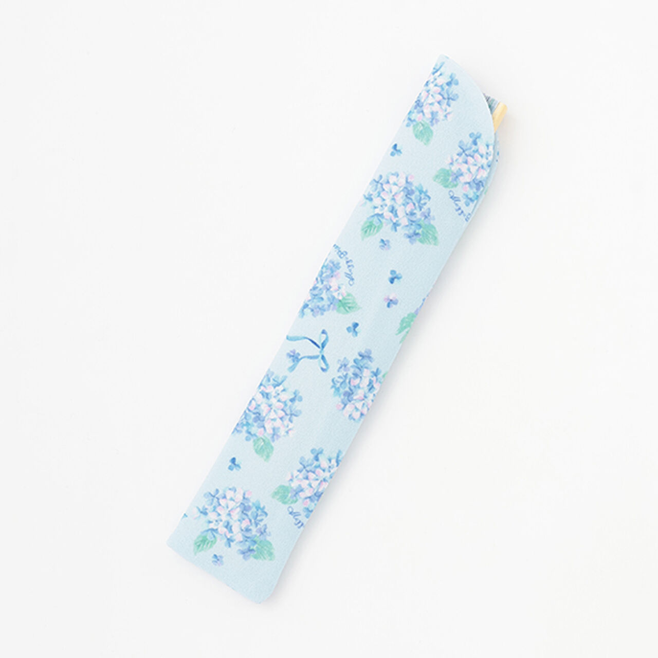 Hydrangea & Strawberry Handkerchief Pattern Folding Fan with Pouch,Light blue, large image number 6