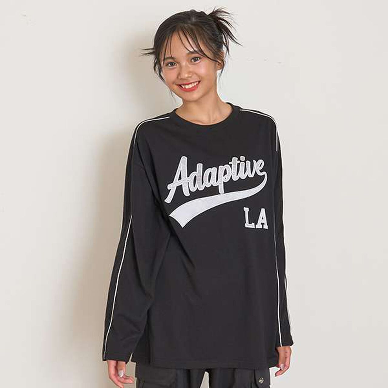 [LTXC] Quick-Dry Appliqu&eacute; Long Sleeve T-Shirt,Black, large image number 0