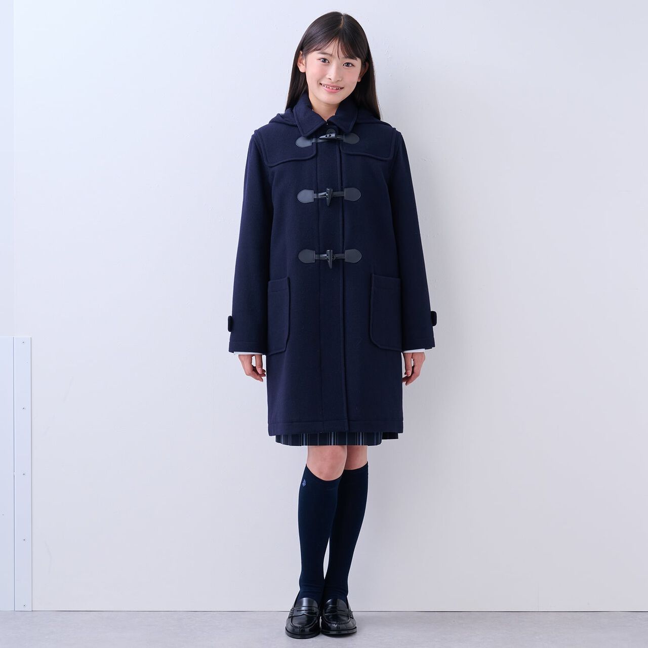 [Graduation Attire] Lightweight Quilted Lined Long Duffle Coat,Navy, large image number 6