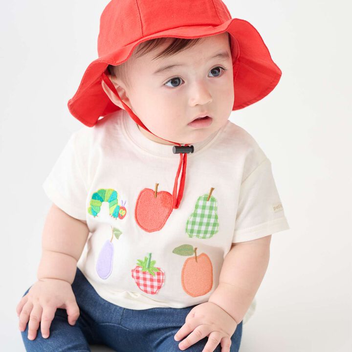 [Hungry Caterpillar] Fruit Appliqu&eacute; Short Sleeve T-Shirt,Light green, medium image number 1