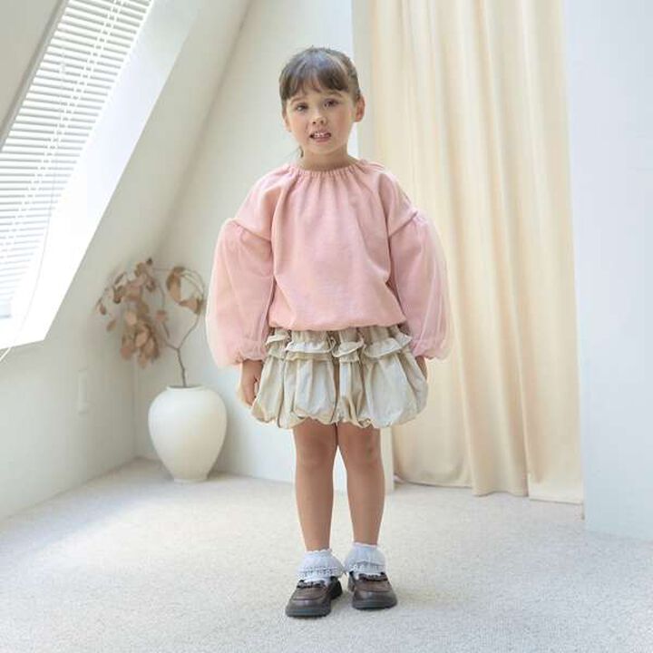 Wool Lined Tulle Sleeve Pullover,Top gray, medium image number 5