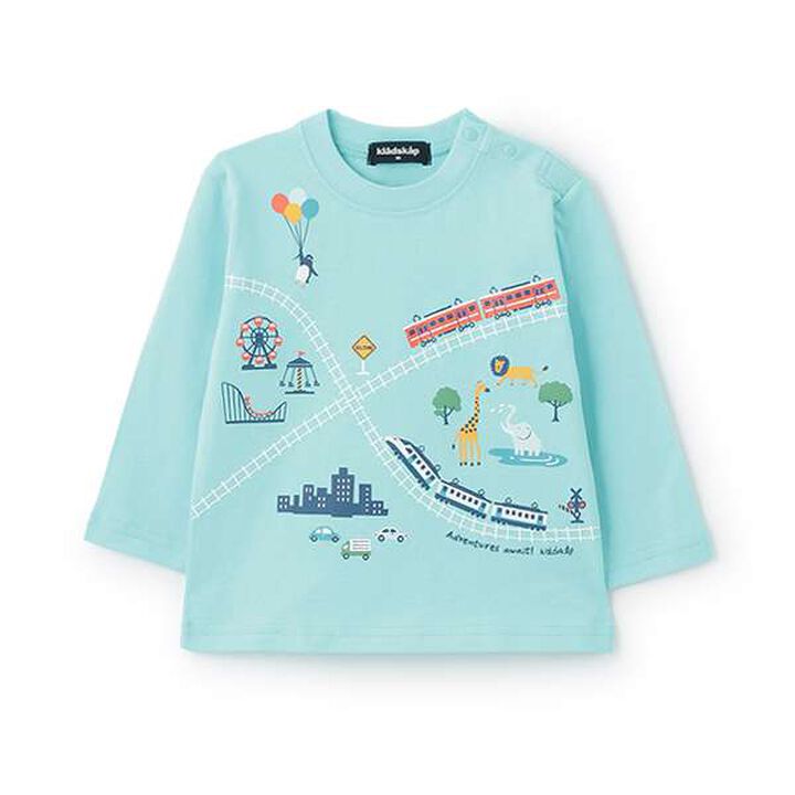 Train Animal Amusement Park Long-Sleeve T-Shirt,Light blue, medium image number 0