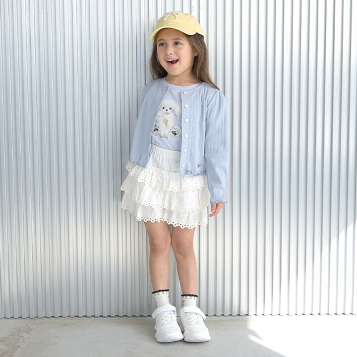 Cherry Cotton Lace Tiered Skirt with Shorts,Ivory, medium image number 15