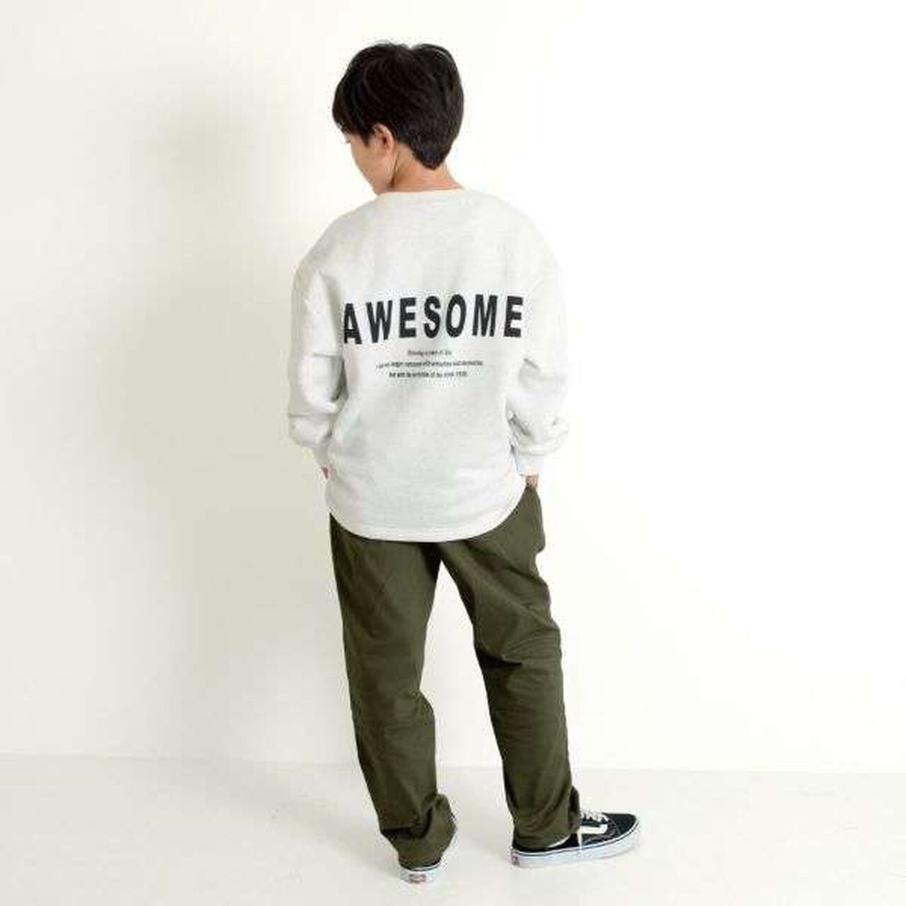 Wool Lined Back Print Sweatshirt,Milky white, large image number 4