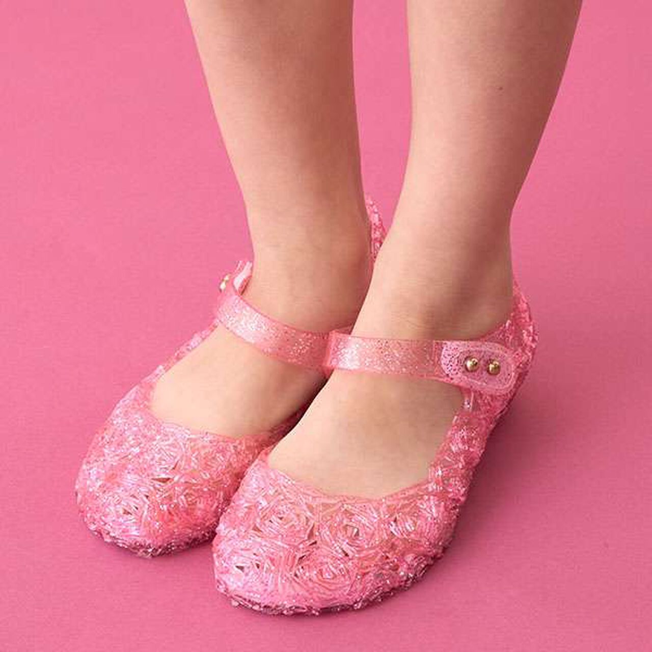 Clear Lame Rainbow One Strap Shoes,Pink, large image number 0