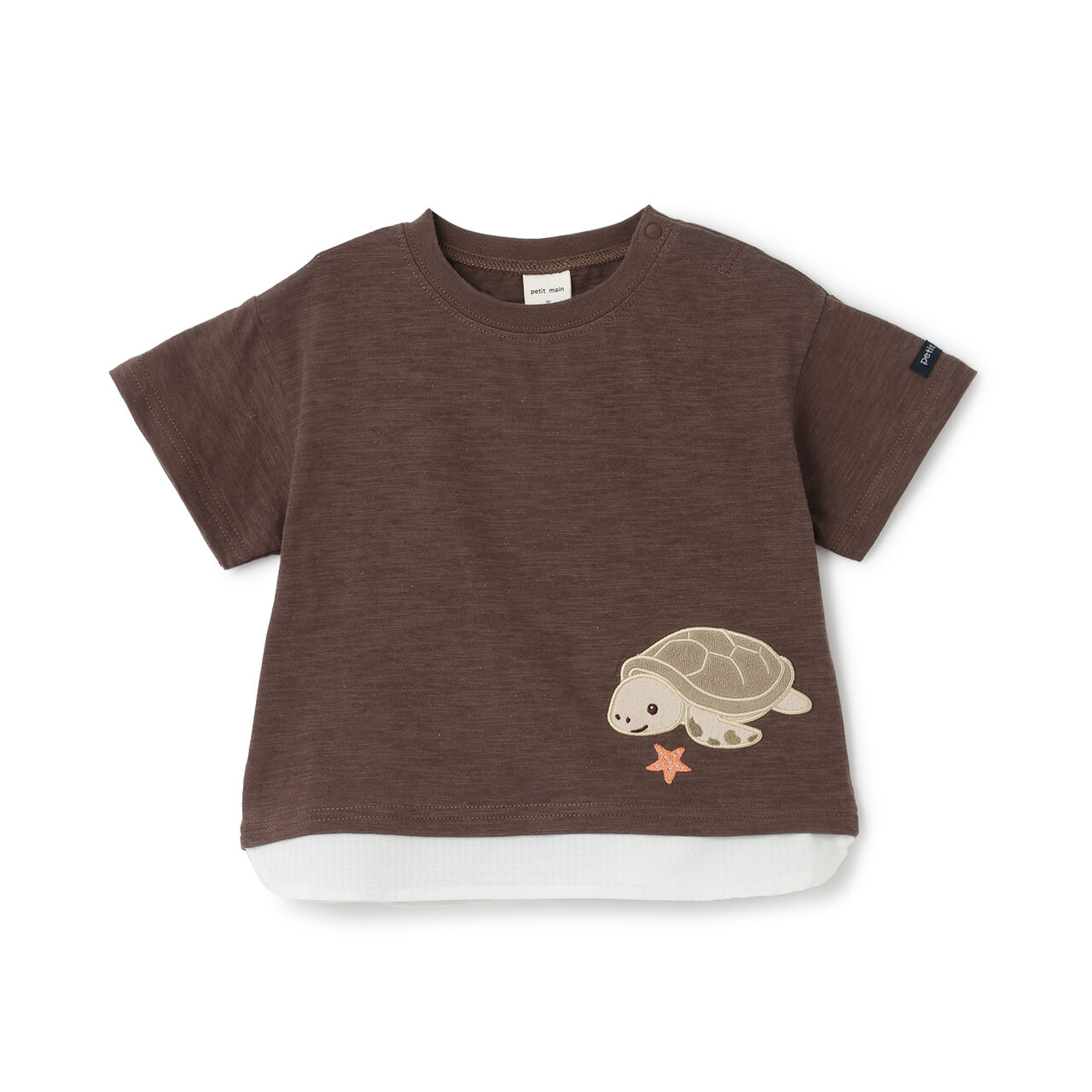 [Cool Touch] Marine Friends Appliqu&eacute; Short Sleeve T-Shirt,Golden tea, large image number 0