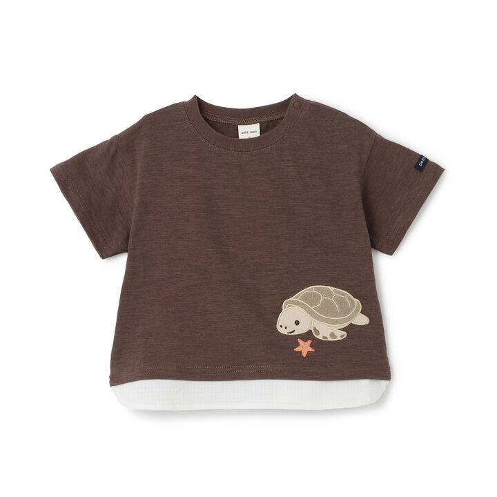 [Cool Touch] Marine Friends Appliqu&eacute; Short Sleeve T-Shirt,Golden tea, medium image number 0