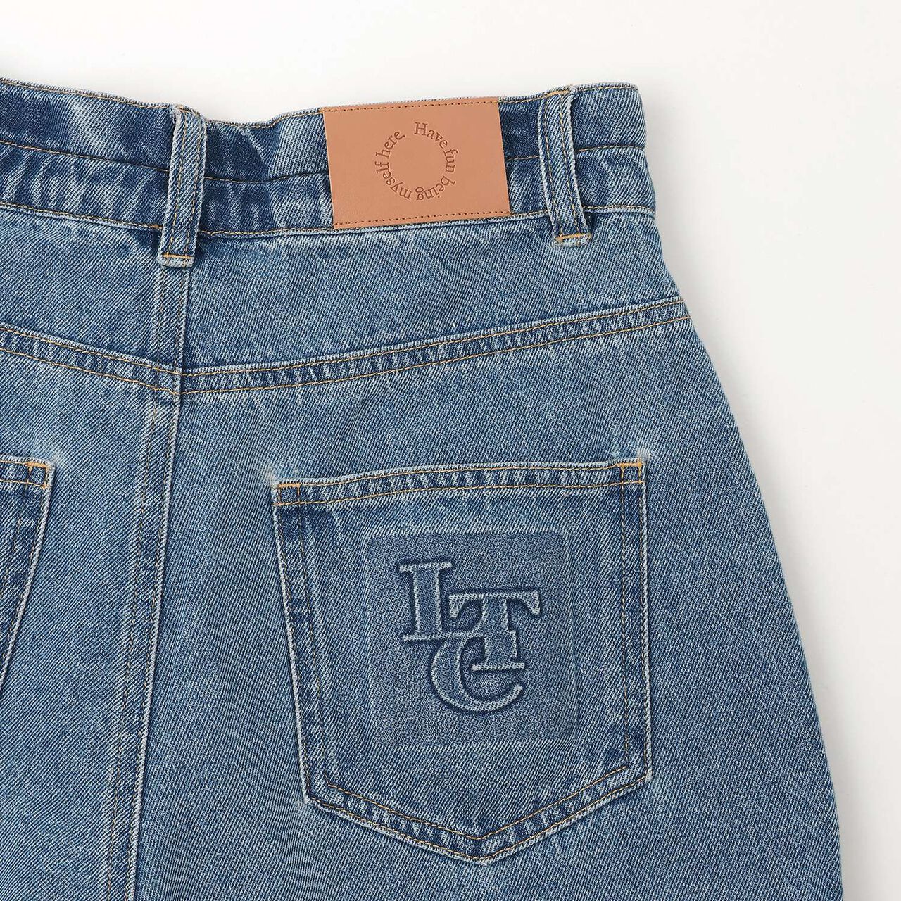 Embossed Loco Denim Shorts,Blue gray, large image number 12