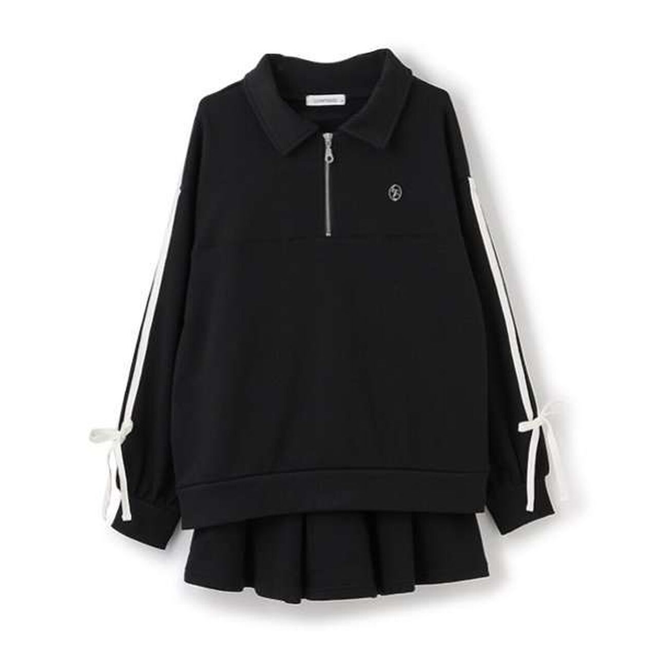 Half-Zip Pleated Set,Top gray, large image number 4
