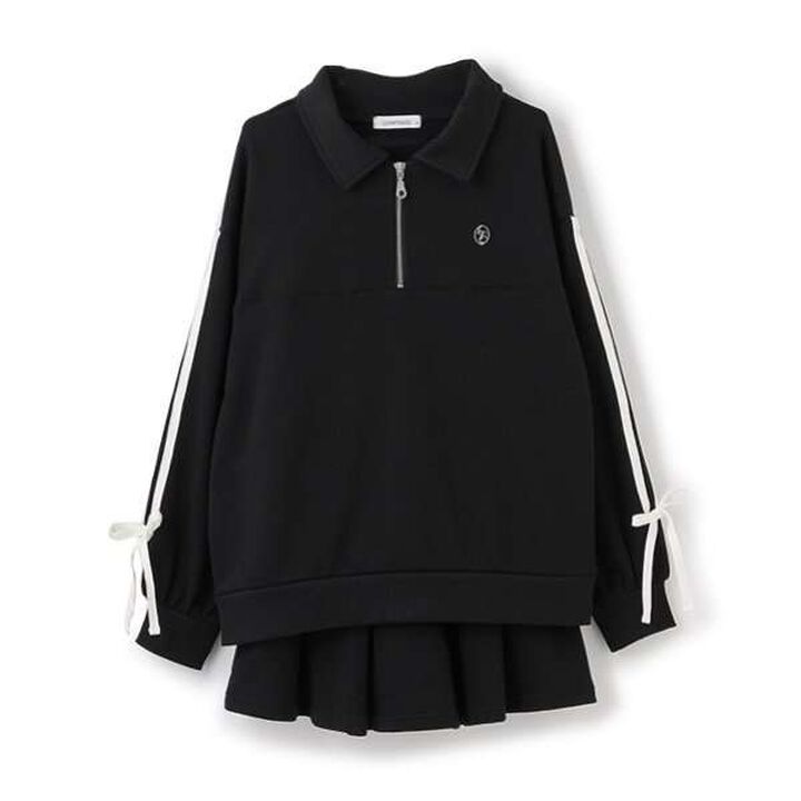 Half-Zip Pleated Set,Top gray, medium image number 4