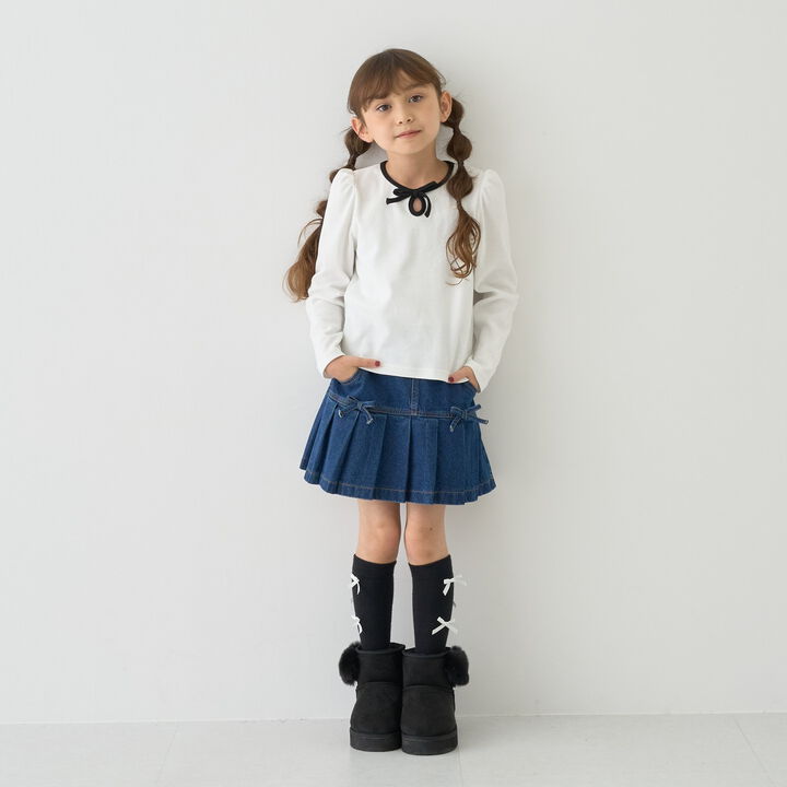 [Mini Length] Bi-Color Ribbon Ribbed Top,Blue gray, medium image number 1