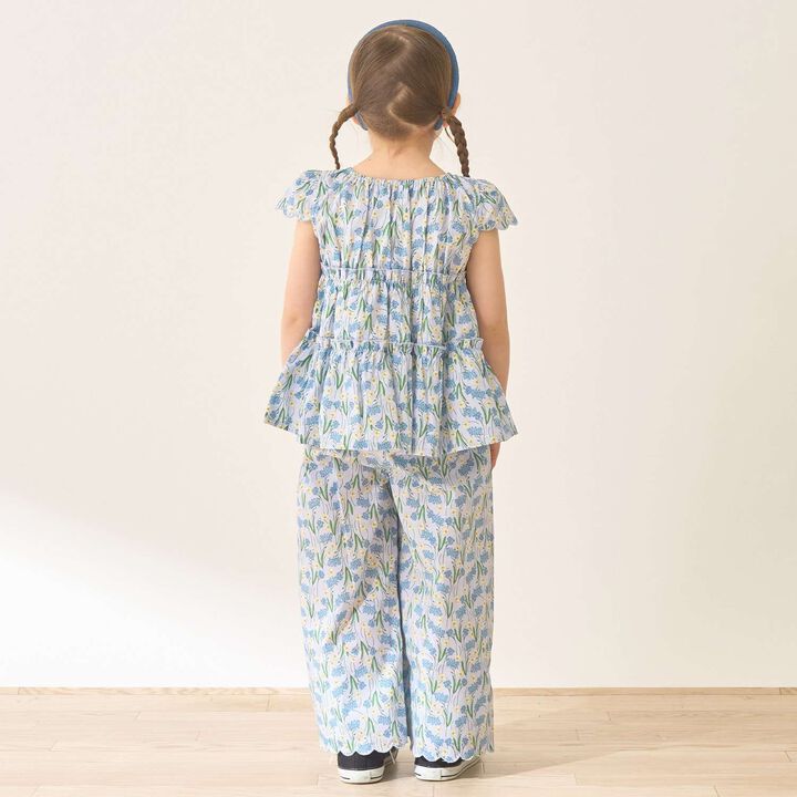 Assorted All-Over Pattern Tiered Blouse & Scallop Trim Pants Set,Emerald green, medium image number 37