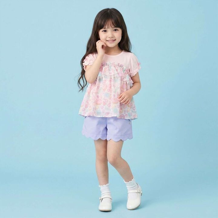 Sweets Motif Color-Block Top,Sax blue, medium image number 3