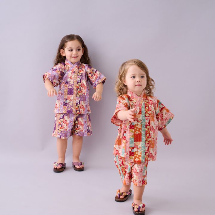 Jinbei Suit (Striped Patchwork Pattern),Purple, medium image number 7