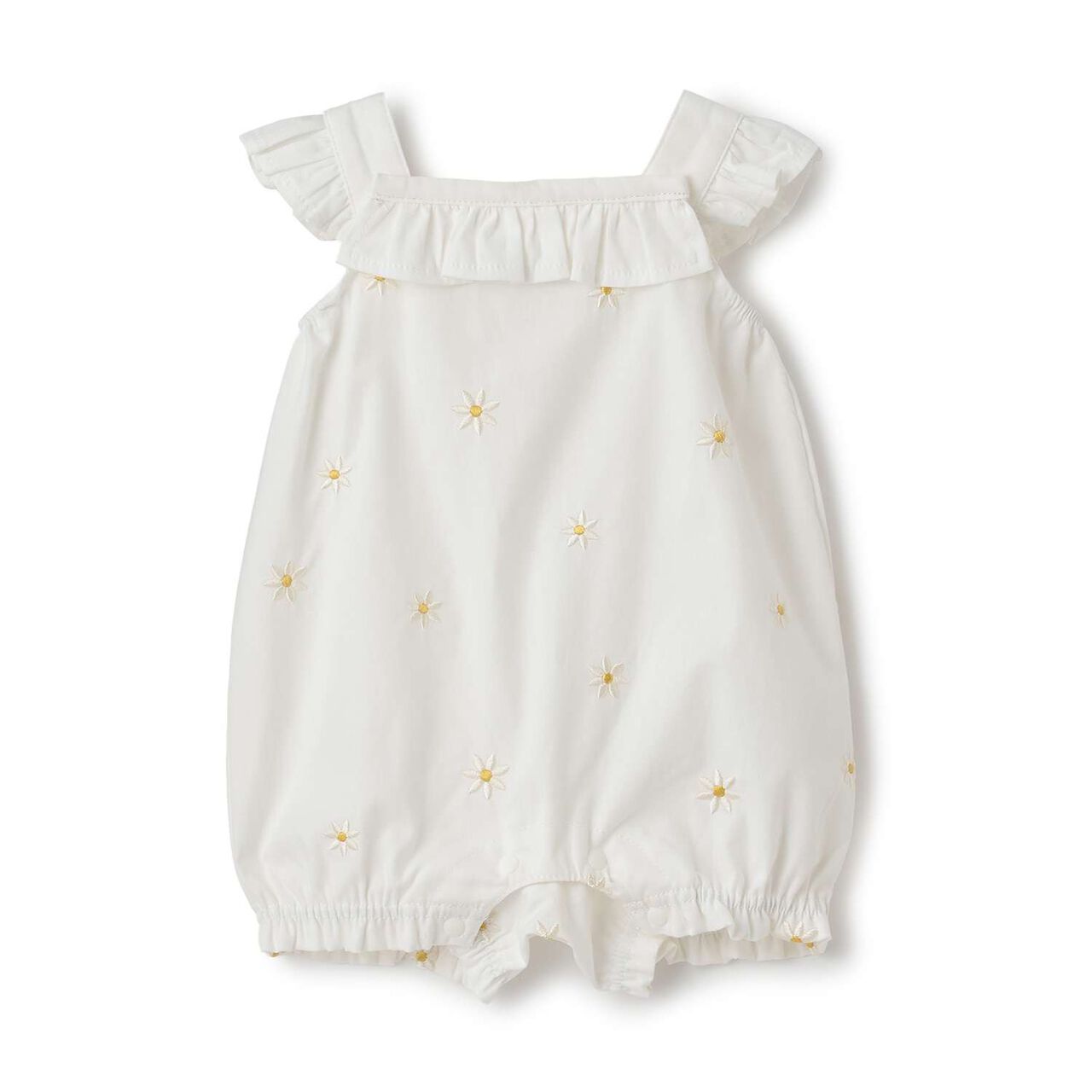Daisy Embroidered Overalls,Ivory, large image number 0