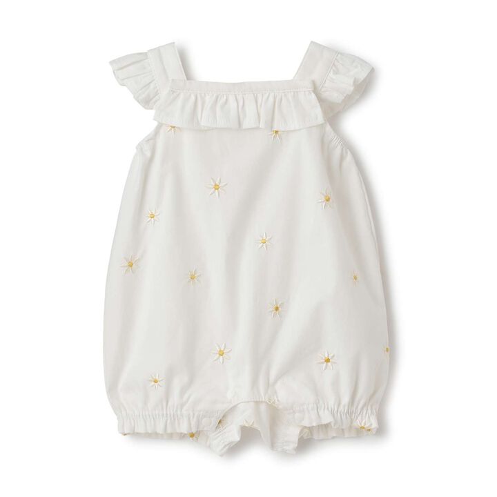 Daisy Embroidered Overalls,Ivory, medium image number 0