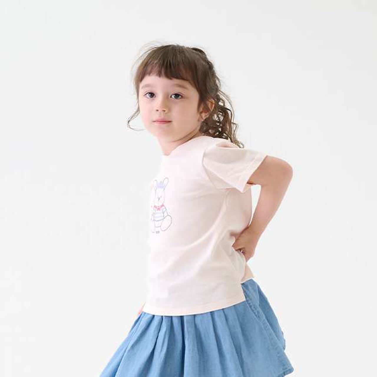 [Link] Quick-Dry Embroidery Half T-Shirt (Kids),Cream, large image number 1