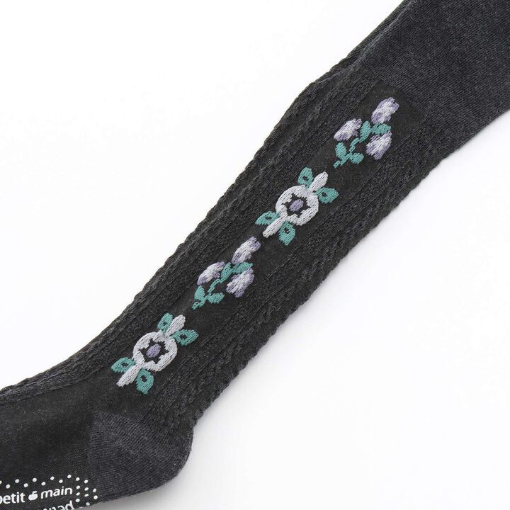 Flower Jacquard Tights,Beige, medium image number 3