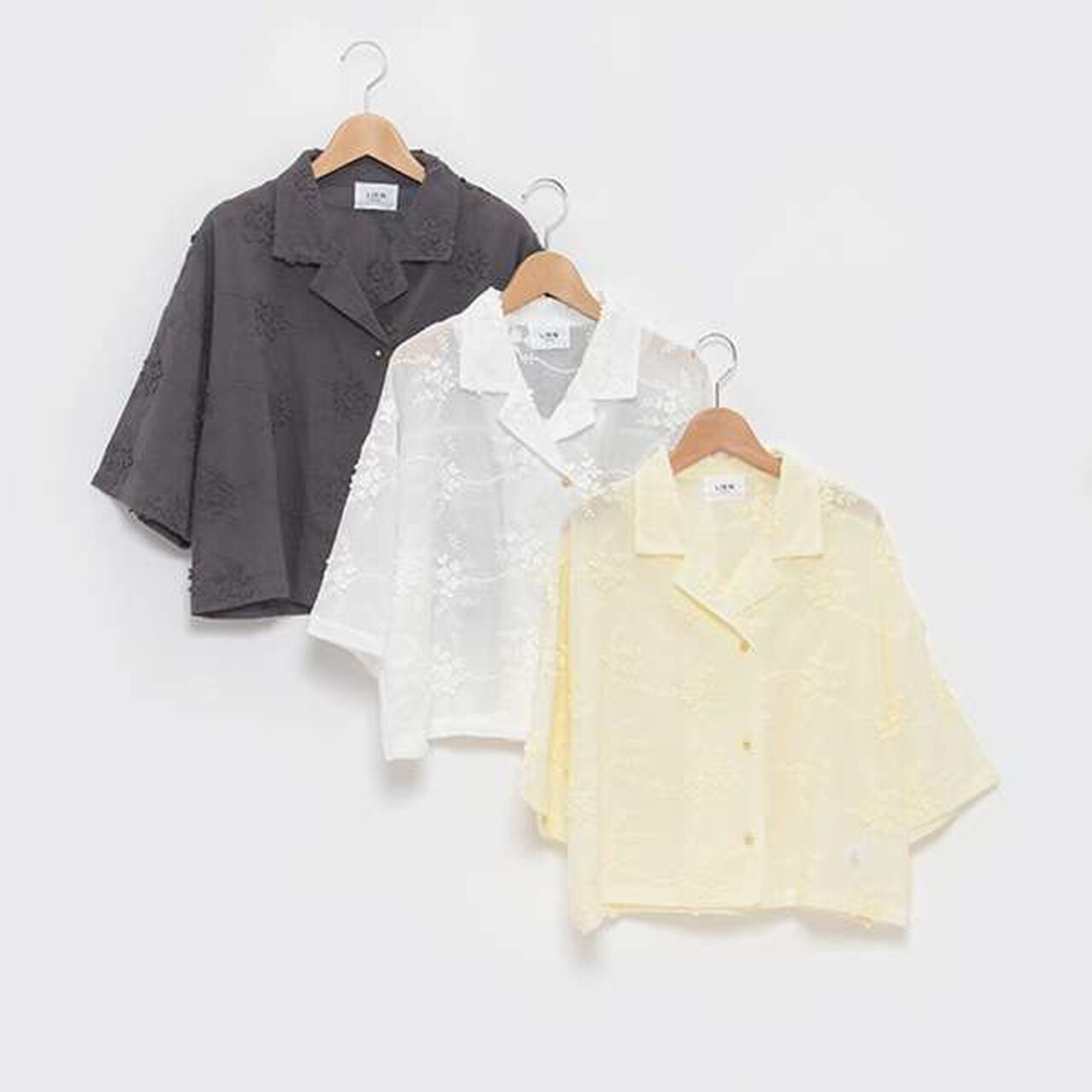 [LADIES] Floral Lace Shirt,Charcoal gray, large image number 6