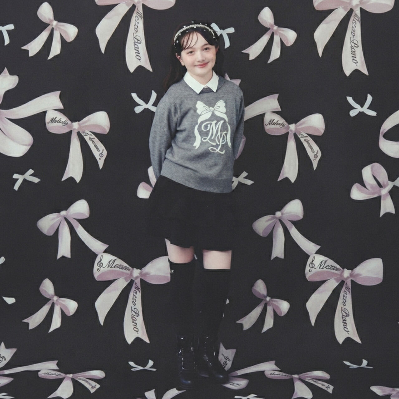 [Antibacterial Deodorizing] Logo Embroidered Knee-High Socks,Gray, large image number 4