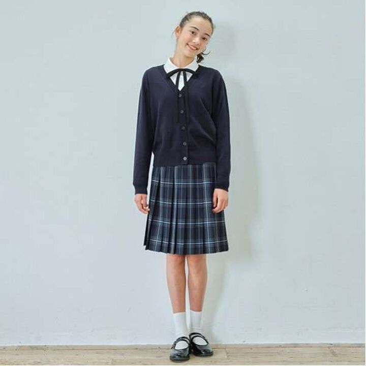 *52cm Length 24-Pleat Check Skirt,Blue, medium image number 14