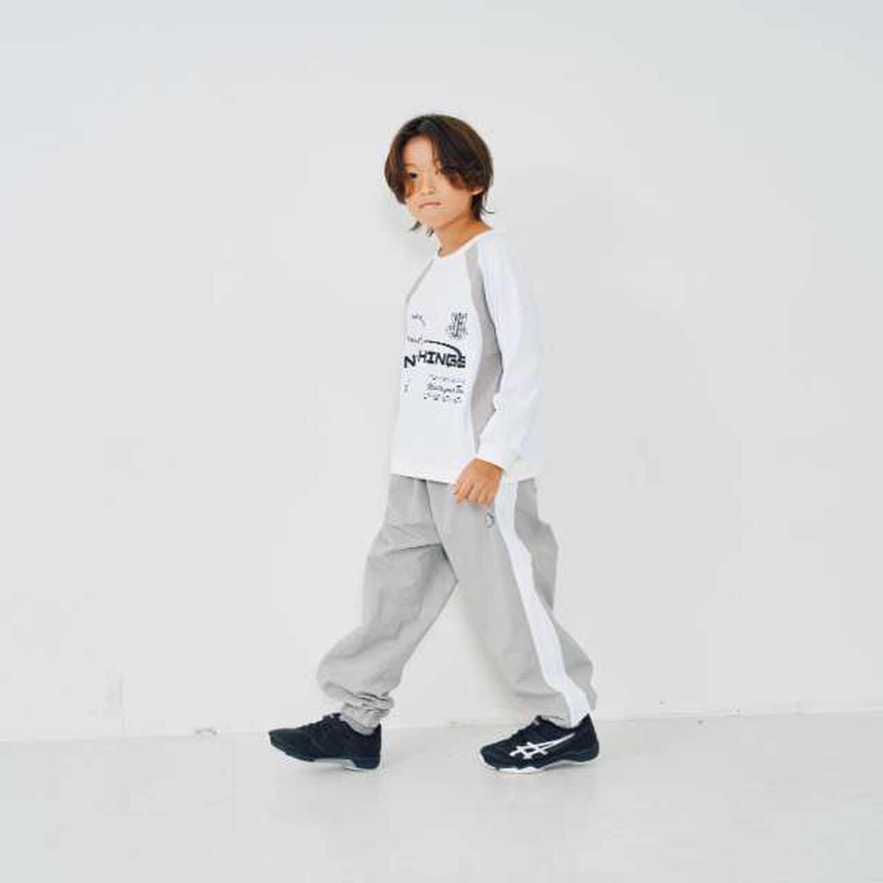 [Set Up Compatible] Striped Nylon Track Pants,Black, large image number 1