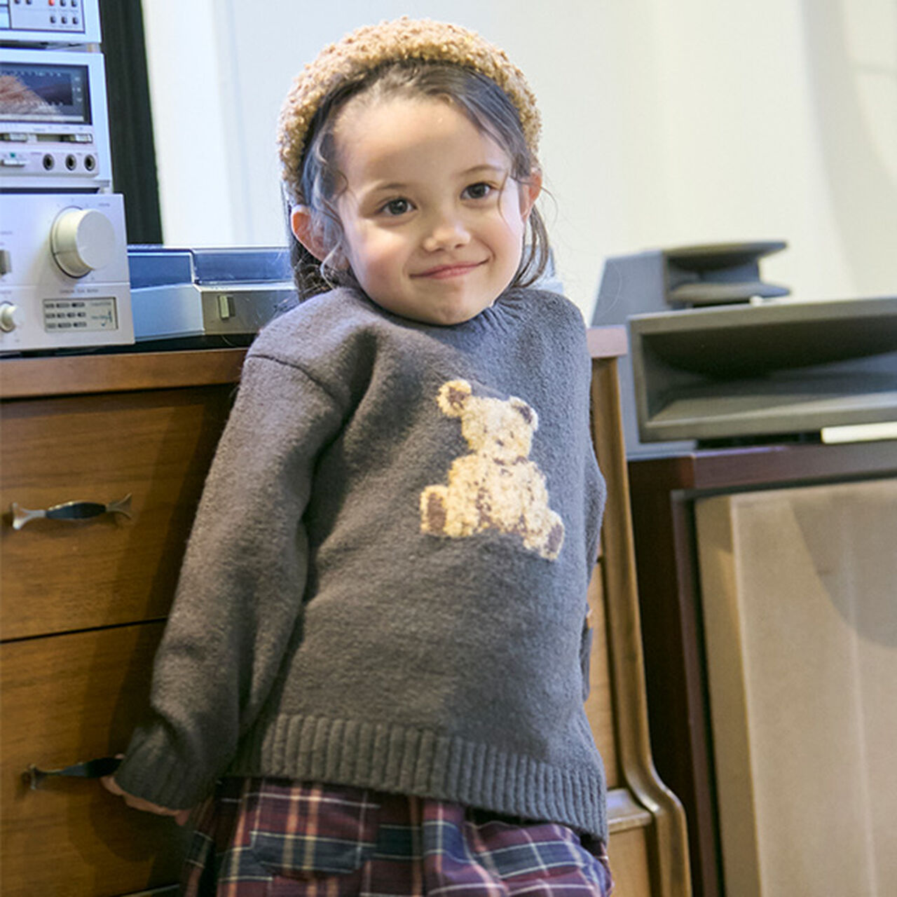 [Matching/Fluffy and Soft] Animal Knitwear (Kids Size),Ivory, large image number 14