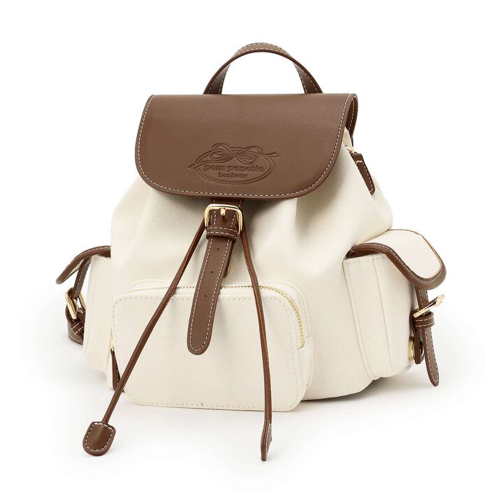 Canvas & Synthetic Leather Mini Backpack,Navy, medium image number 14