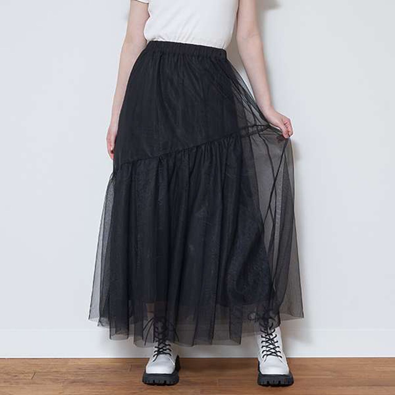 Glitter Tulle Tiered Skirt,Black, large image number 0