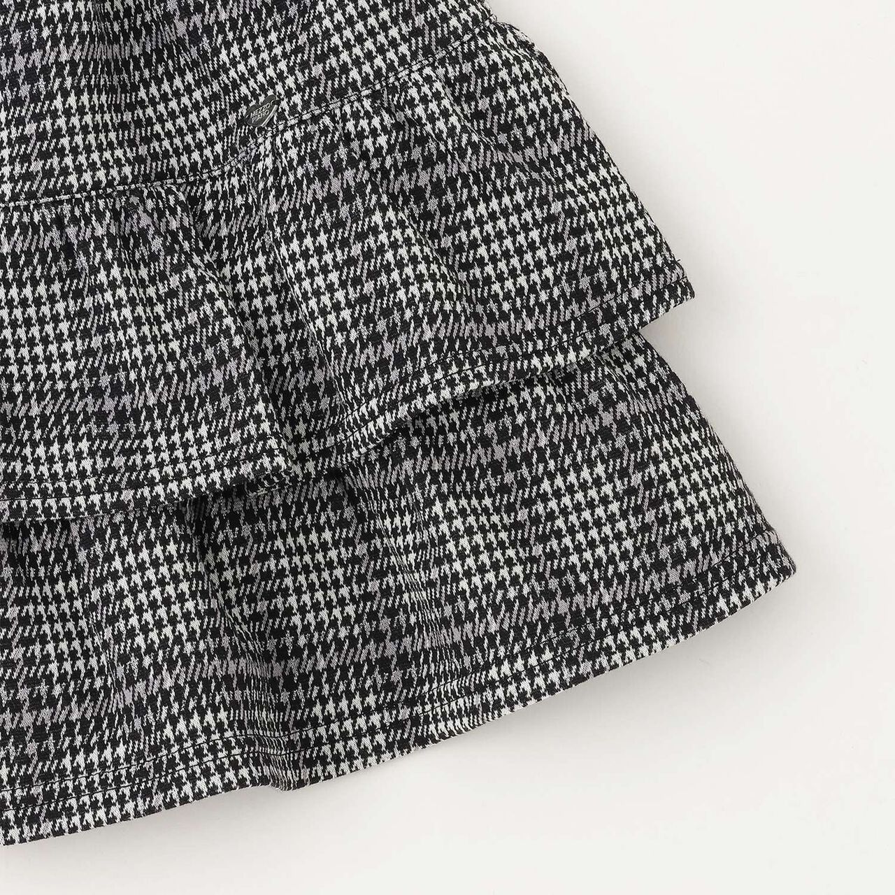 Checkered Jacquard Tiered Culotte Skirt,Black, large image number 5