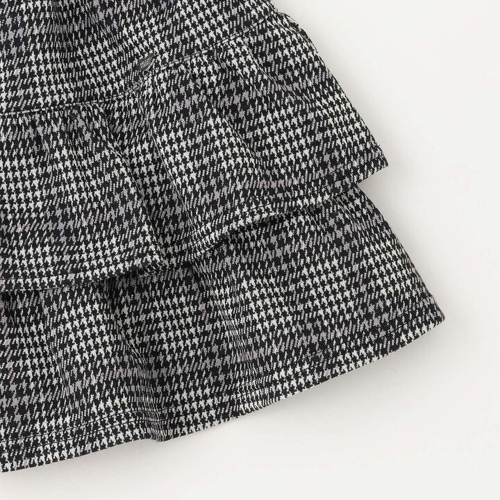 Checkered Jacquard Tiered Culotte Skirt,Black, medium image number 5