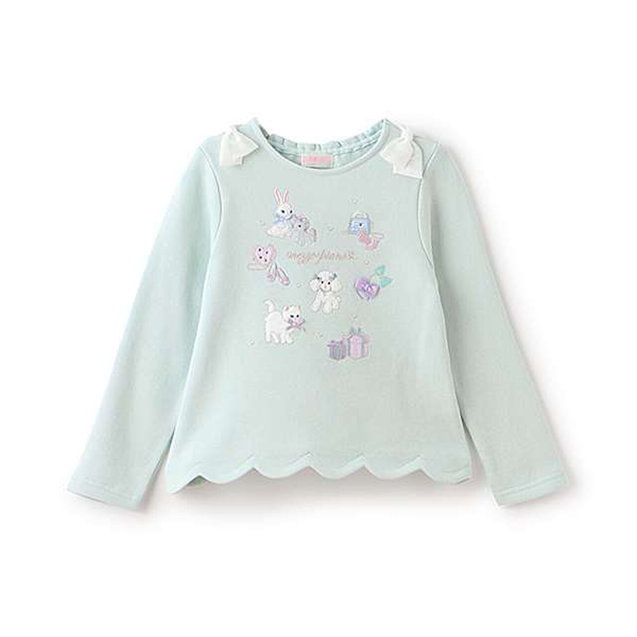 Embroidered Scalloped Hem Sweater,Light pink, large image number 11