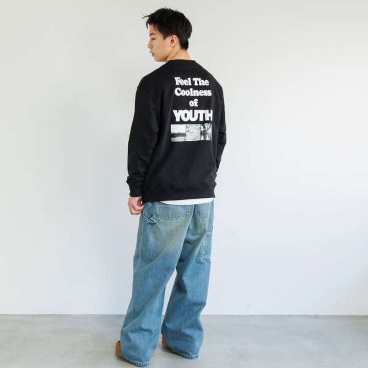 Quick-Dry & Pilling-Resistant Affordable Back Photo Print Sweatshirt,Milky white, medium image number 1