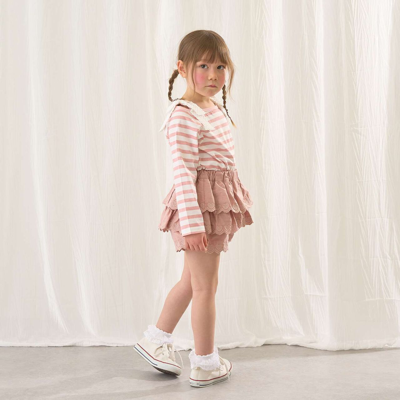100% Cotton Quick-Dry UV Boat Neck Shoulder Ribbon T-Shirt,Light pink, large image number 11
