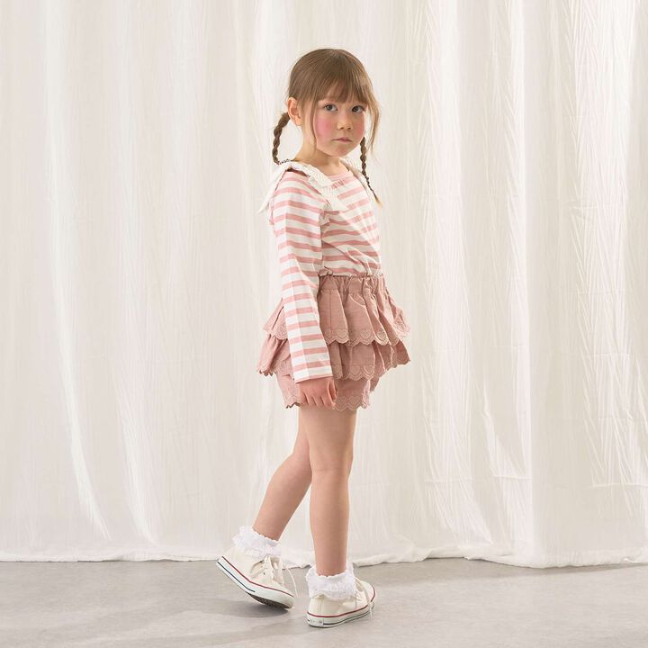 100% Cotton Quick-Dry UV Boat Neck Shoulder Ribbon T-Shirt,Light pink, medium image number 11