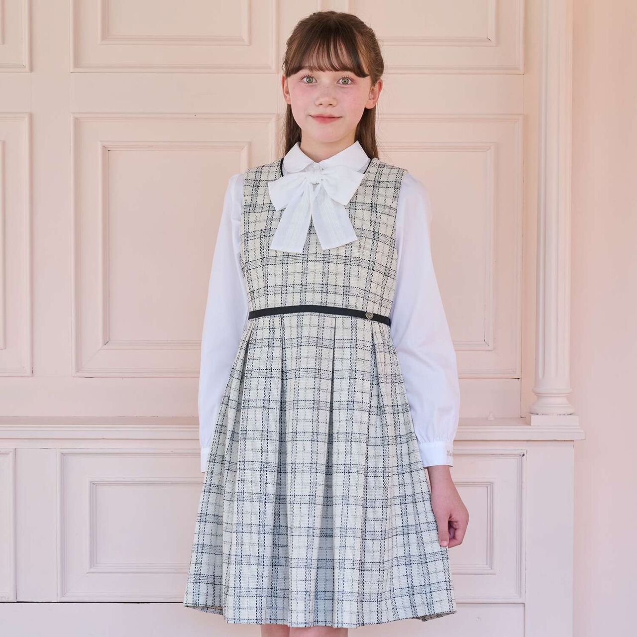 Tweed Jumper Skirt♪,Ivory, large image number 0