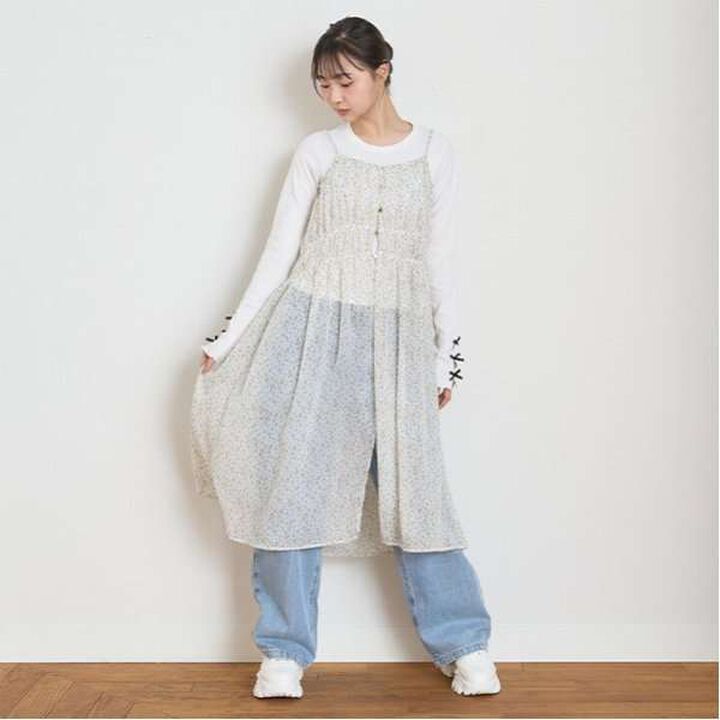 Floral Print Camisole One-Piece Dress,Black, medium image number 3